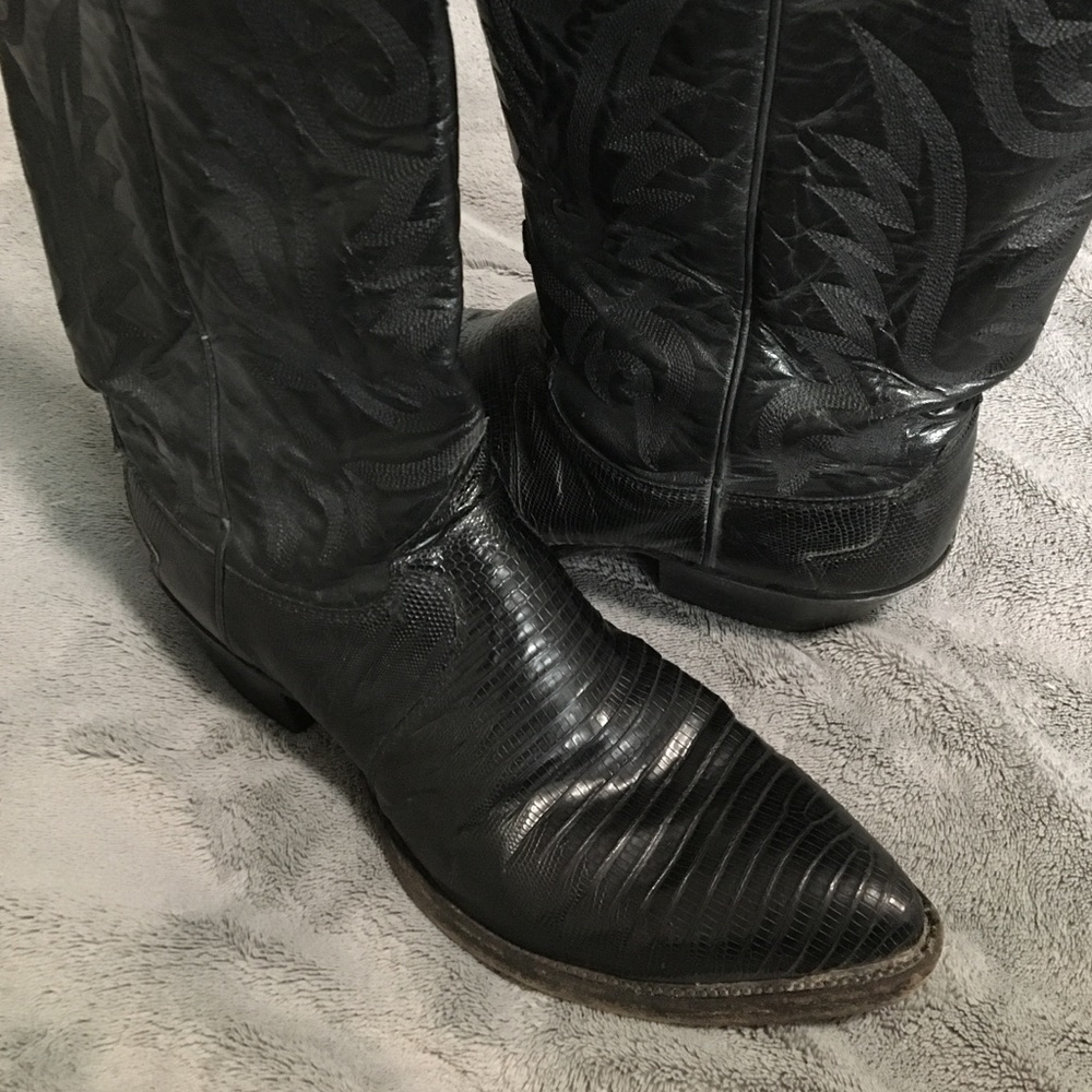 Justin Men’s cowboy boots black lizard skin 9D